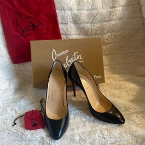 Christian Louboutin Eloise 100 Napa Shiny Black High Heels